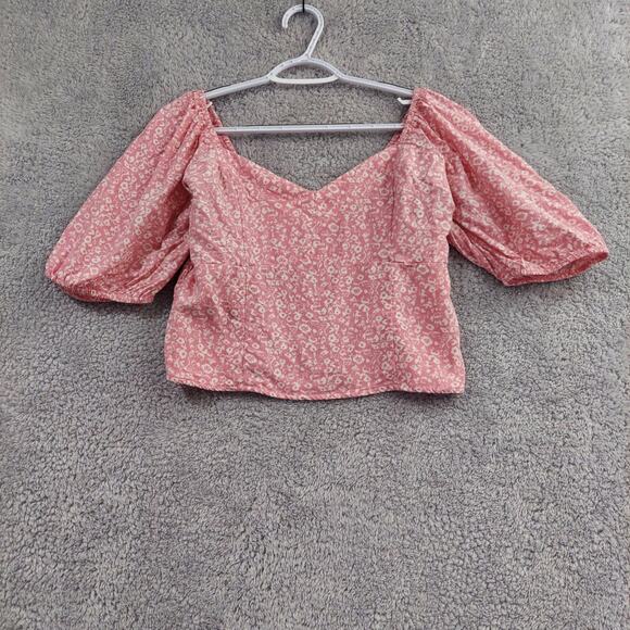 Abercrombie & Fitch Tops - Abercrombie & Fitch Pink Floral Corset Puff Sleeve Top Cottagecore | Size Large